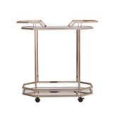 Champagne Iron And Mirrored Glass Rolling Bar Cart