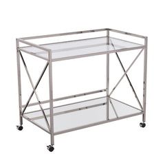 Silver Metal And Mirrored Glass Bar Cart