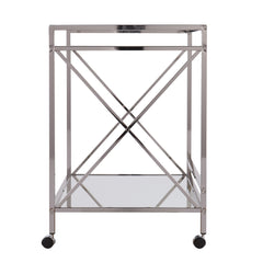 Silver Metal And Mirrored Glass Bar Cart