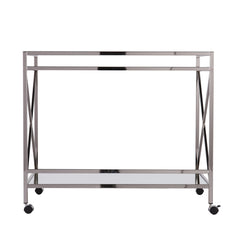 Silver Metal And Mirrored Glass Bar Cart