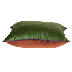 Moss Green and Terra Cotta Reversible Velvet Throw Pillow