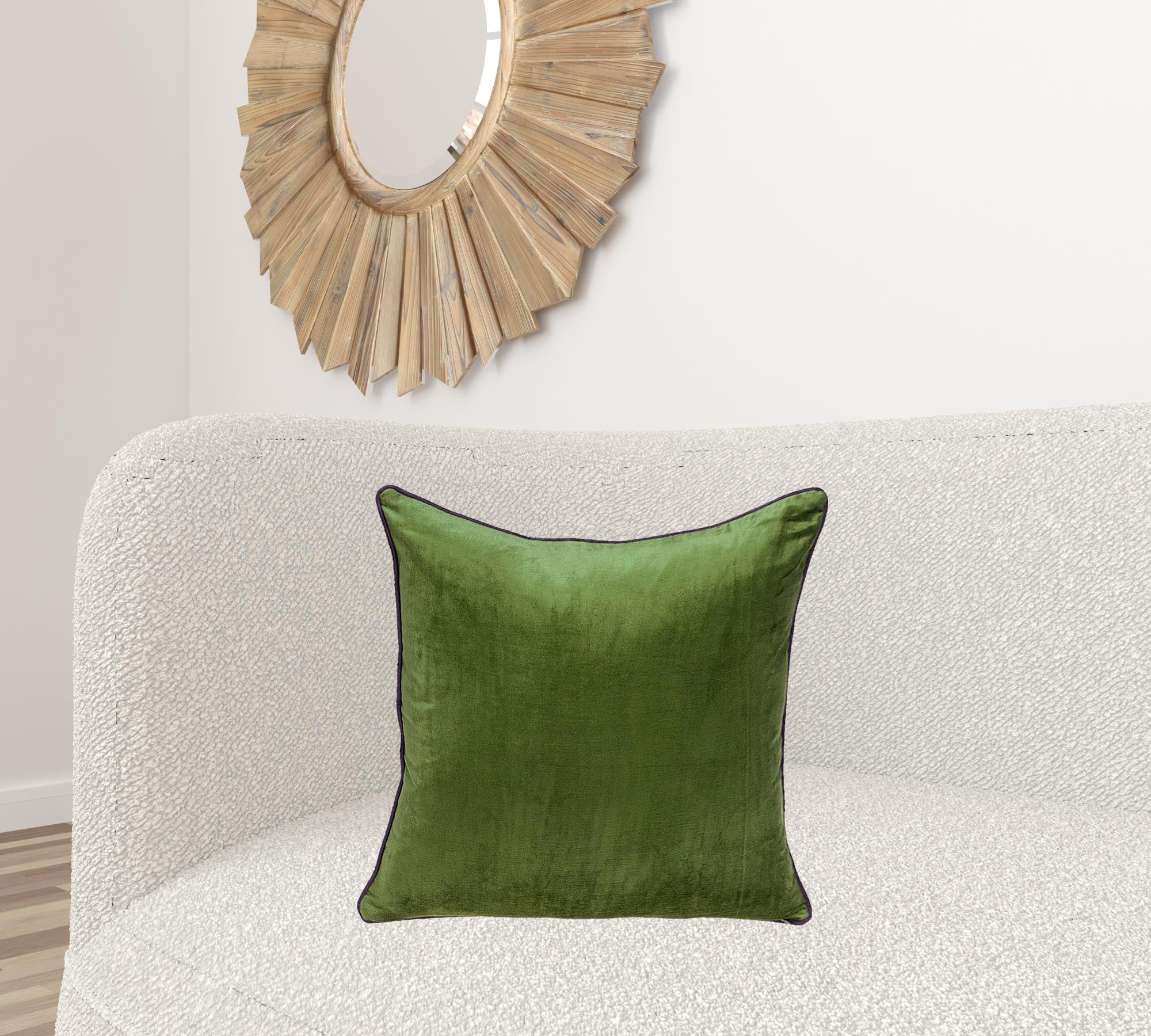 Moss Green and Terra Cotta Reversible Velvet Throw Pillow