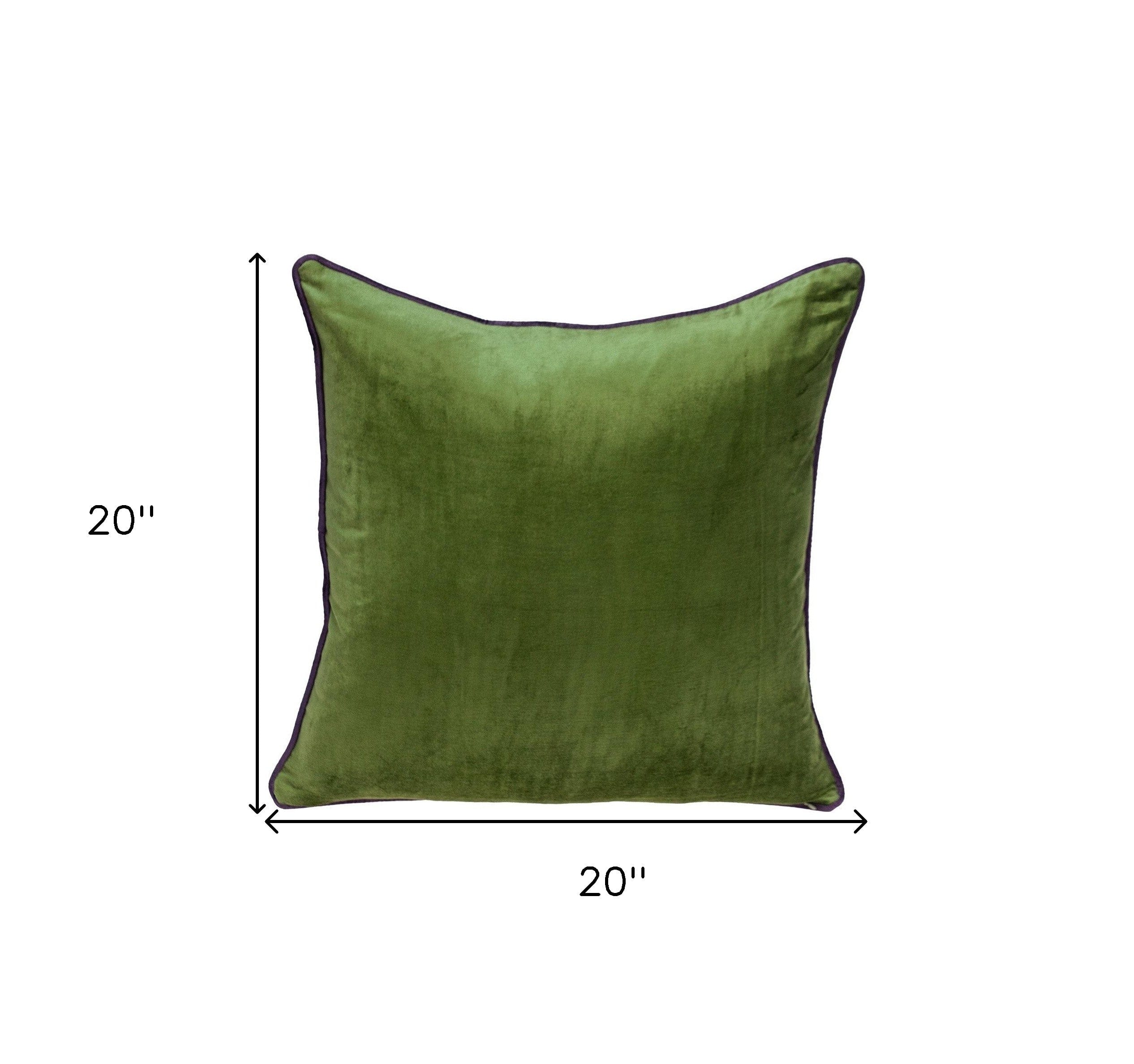 Moss Green and Terra Cotta Reversible Velvet Throw Pillow - Homeroots