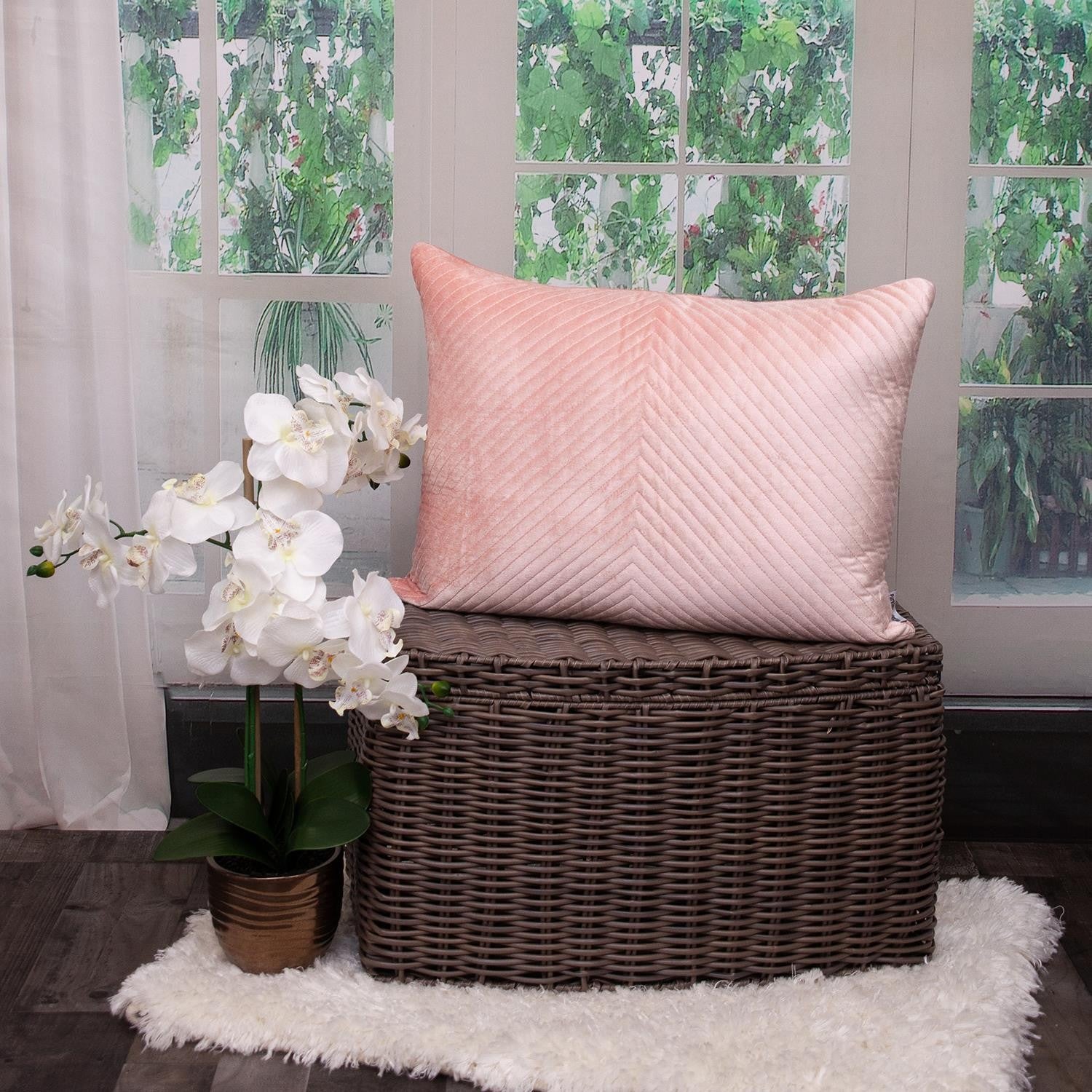 Pink Lumbar Tufted Throw Pillow