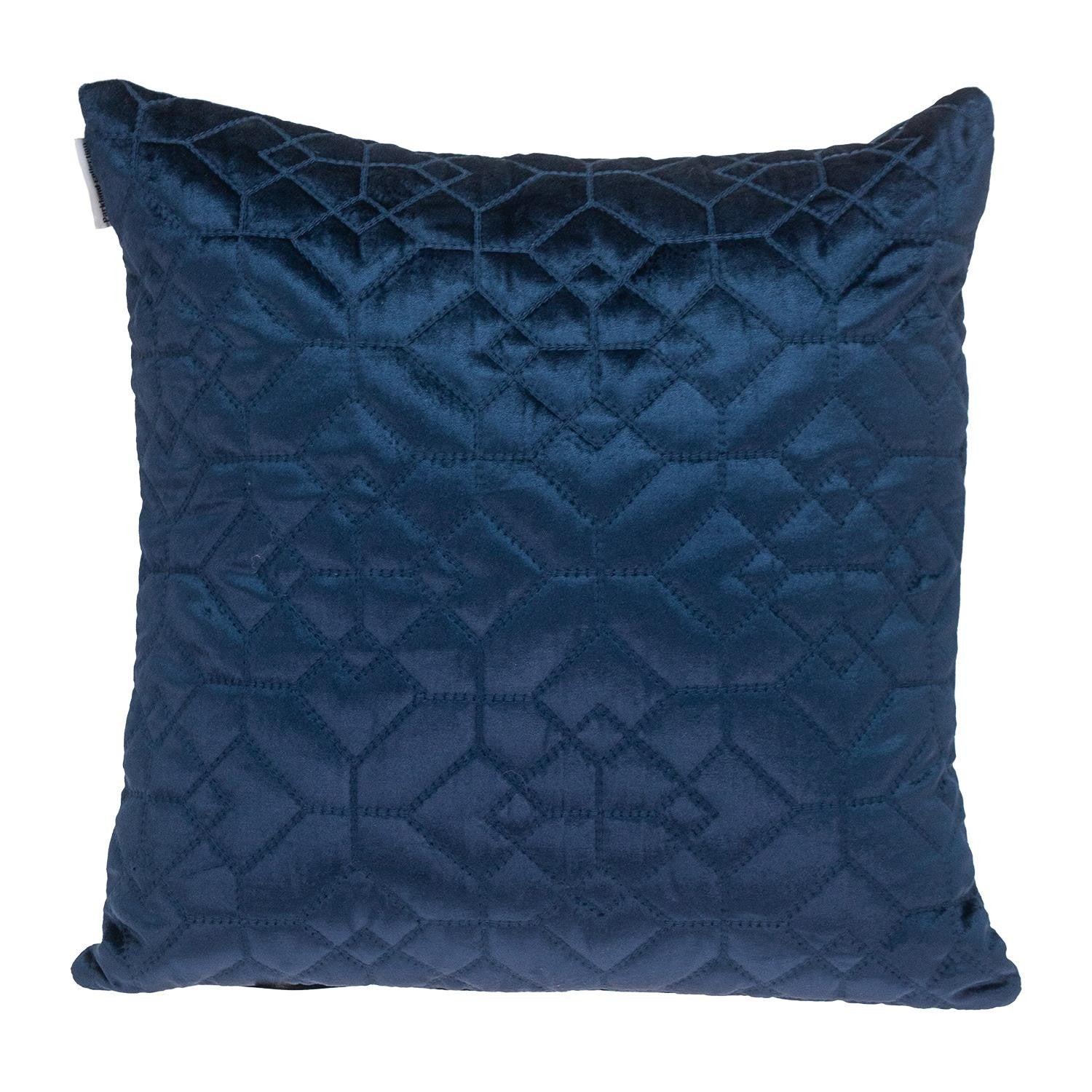 Navy Quilted Velvet Geo Decorative Throw Pillow