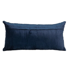 Navy Quilted Velvet Geo Lumbar Decorative Pillow