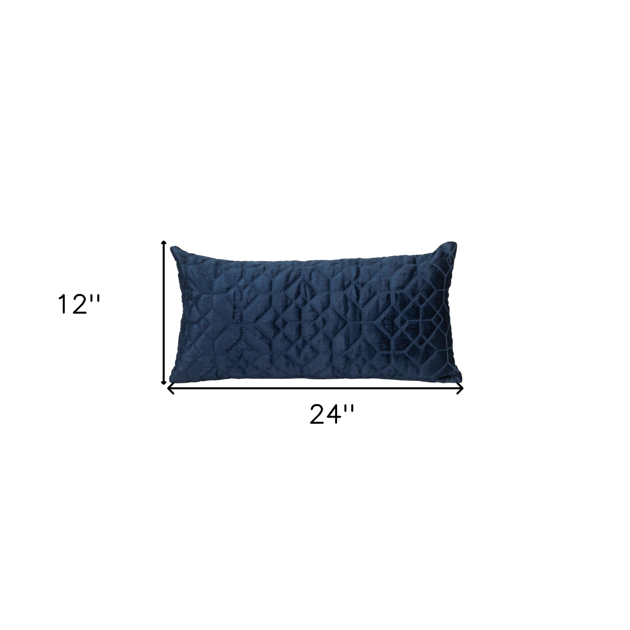 Navy Quilted Velvet Geo Lumbar Decorative Pillow