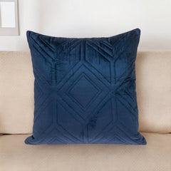 Navy Quilted Diamonds Velvet Solid Color Throw Pillow