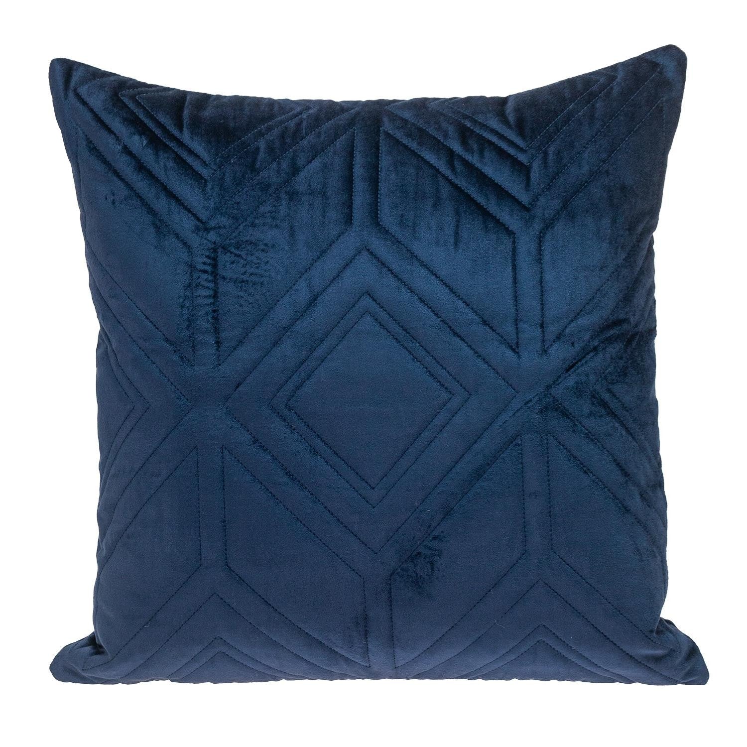 Navy Quilted Diamonds Velvet Solid Color Throw Pillow