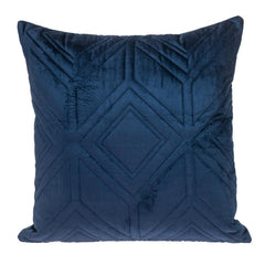 Navy Quilted Diamonds Velvet Solid Color Throw Pillow