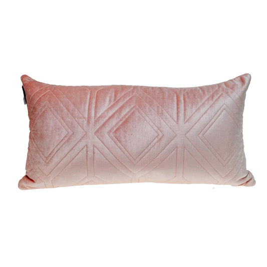 Pink Quilted Diamonds Velvet Solid Color Lumbar Pillow