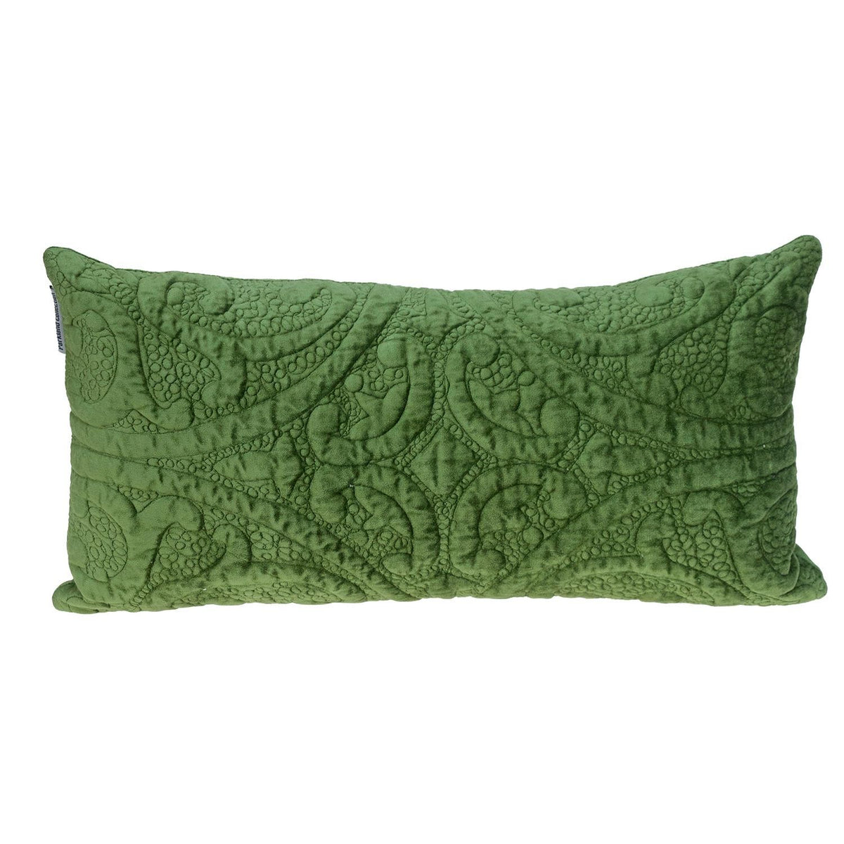 Olive Quilted Velvet Lumbar Throw Pillow