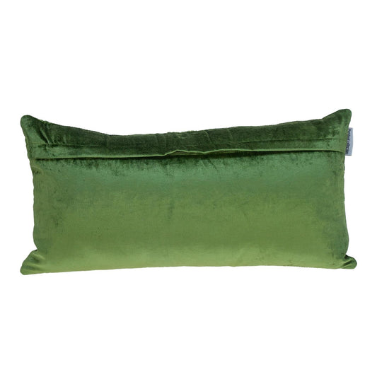 Olive Quilted Velvet Lumbar Throw Pillow