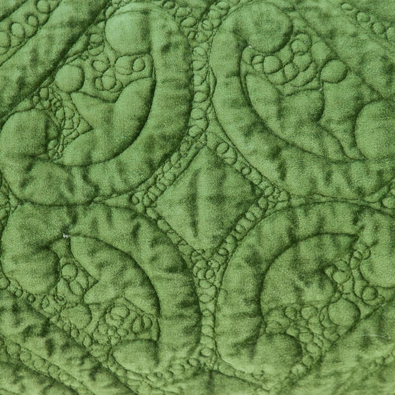 Olive Quilted Velvet Lumbar Throw Pillow