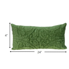 Olive Quilted Velvet Lumbar Throw Pillow