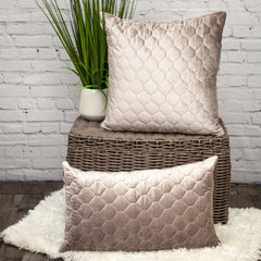 Taupe Tufted Velvet Quilted Lumbar Throw Pillow