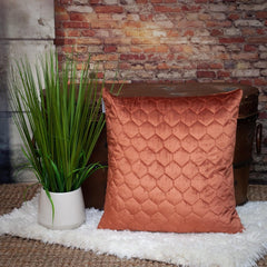 Burnt Orange Tufted Velvet Quilted Throw Pillow - Homeroots