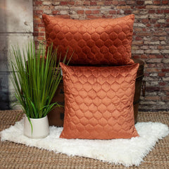 Burnt Orange Tufted Velvet Quilted Throw Pillow - Homeroots