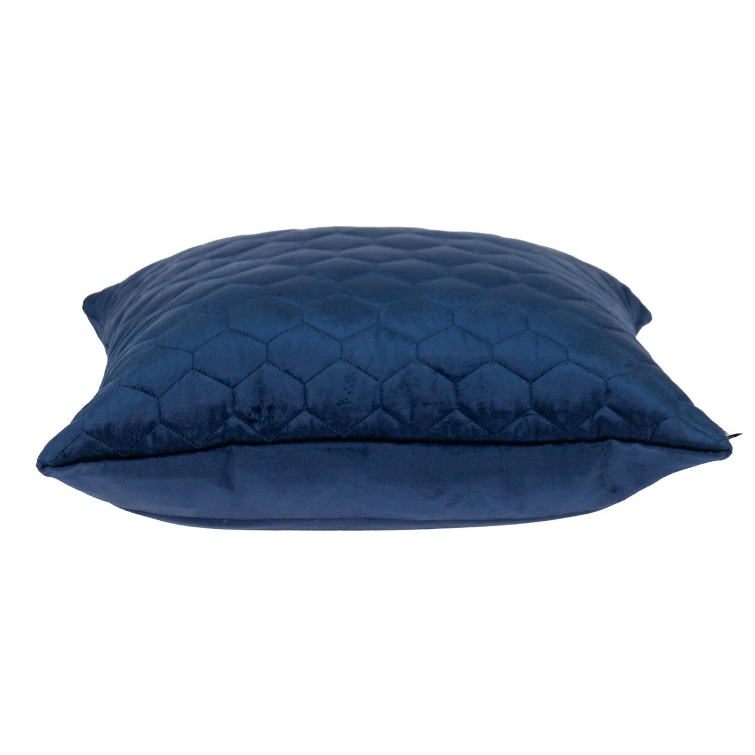 Navy Blue Tufted Velvet Quilted Throw Pillow