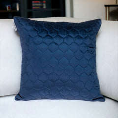 Navy Blue Tufted Velvet Quilted Throw Pillow