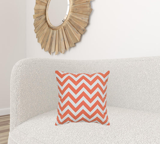 Orange Ivory Chevron Down Filled Throw Pillow