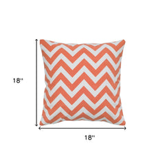 Orange Ivory Chevron Down Filled Throw Pillow