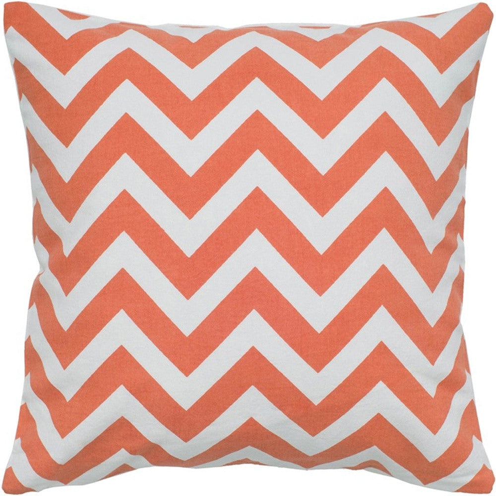 Orange Ivory Chevron Down Filled Throw Pillow