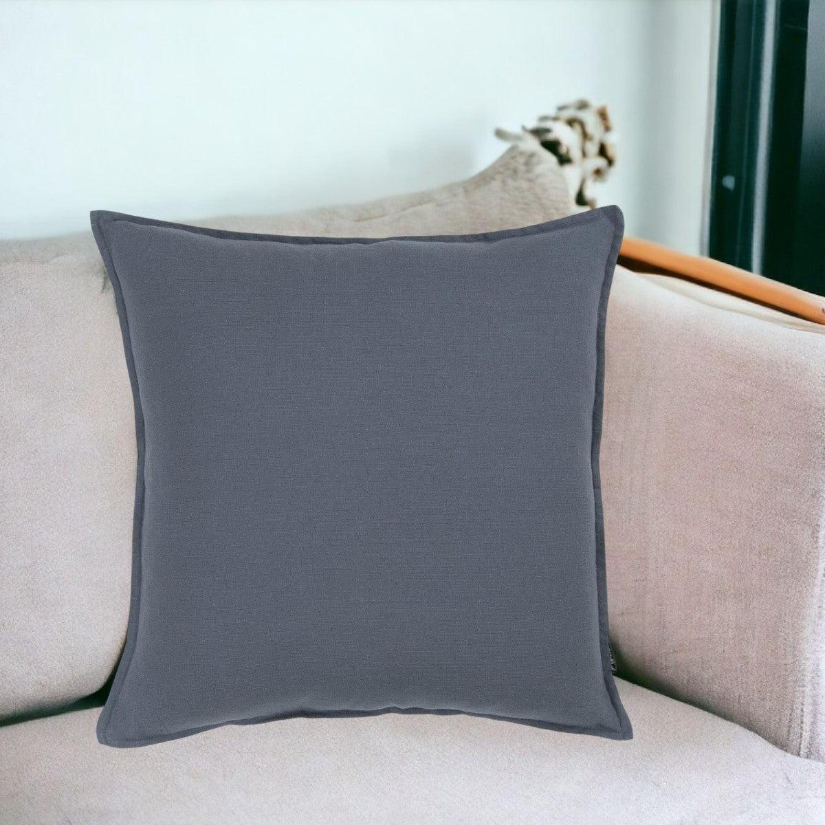 20" Slate Blue Cotton Throw Pillow