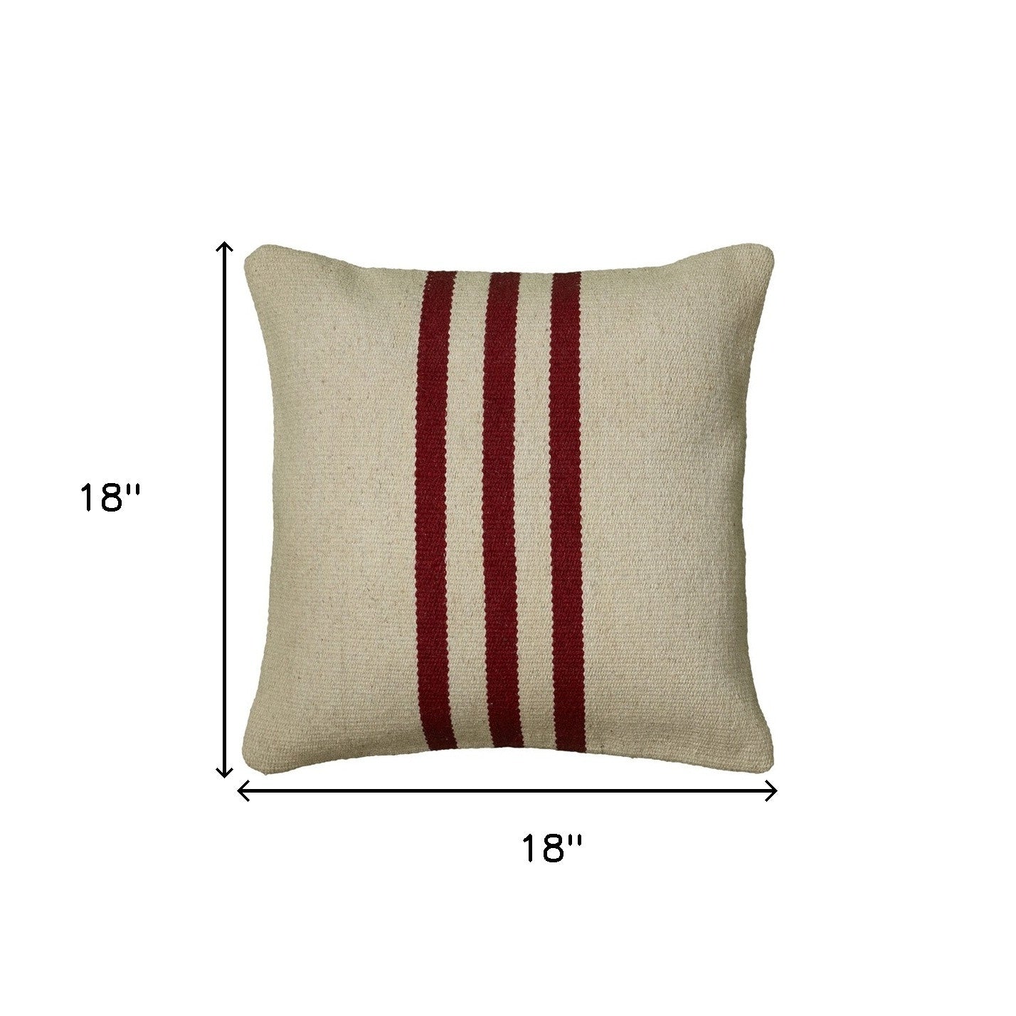 Khaki Red Center Stripe Down Filled Throw Pillow