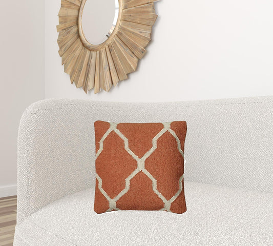 Orange Ivory Quatrefoil Down Throw Pillow - Homeroots