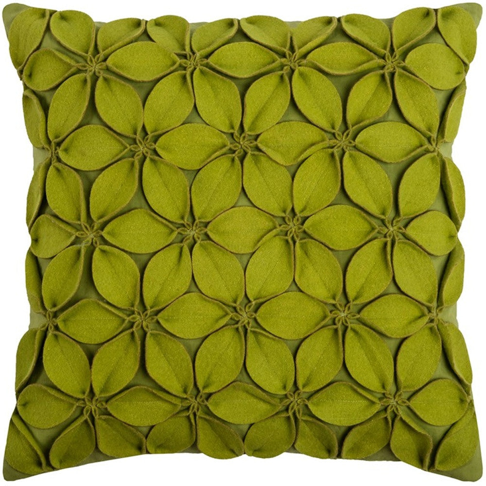 Lime Green Pinwheel Floral Petal Down Throw Pillow