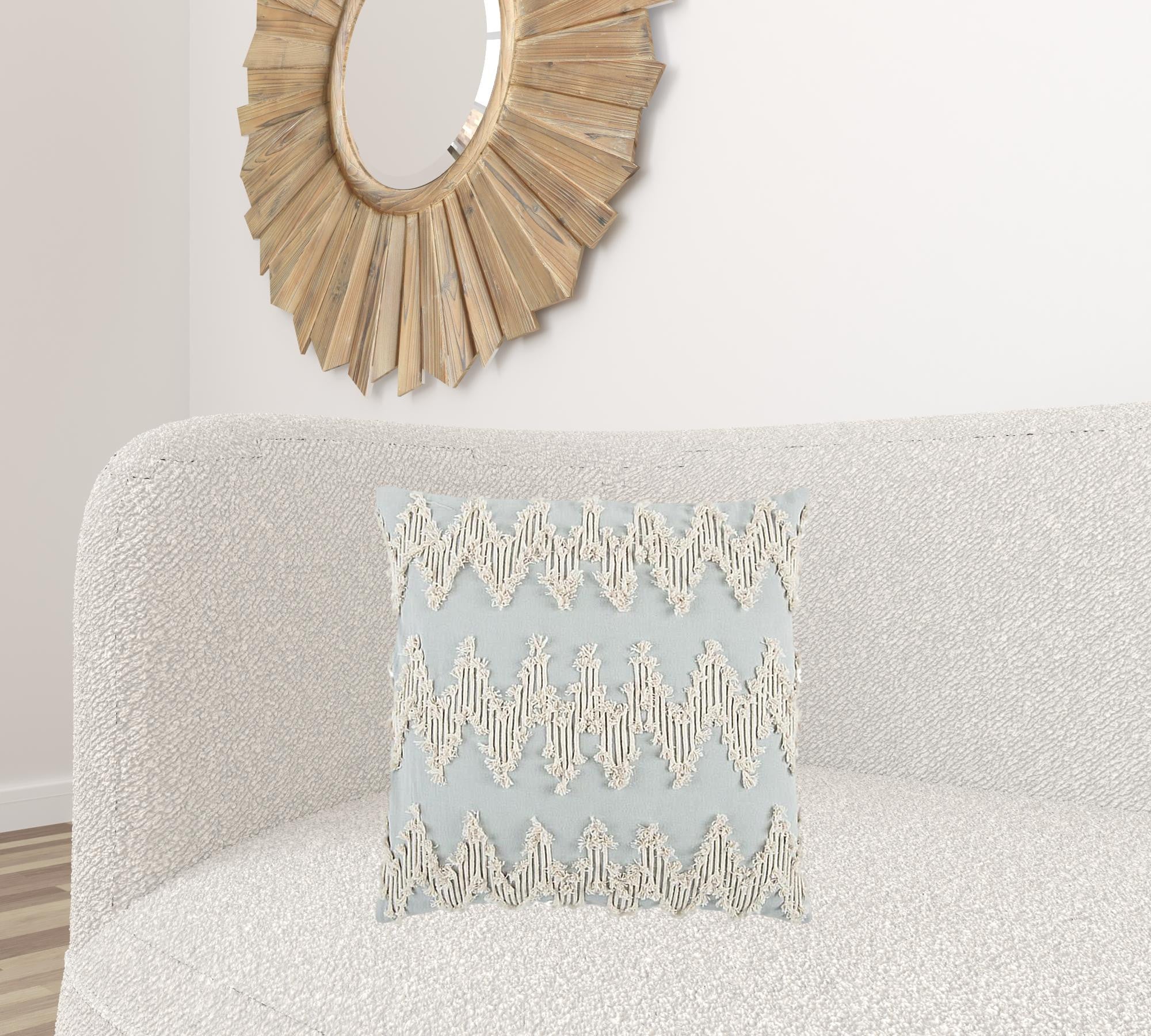 Light Blue Shaggy Chevron Throw Pillow