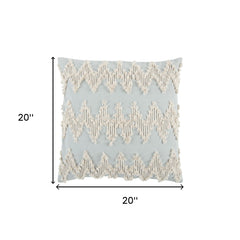 Light Blue Shaggy Chevron Throw Pillow