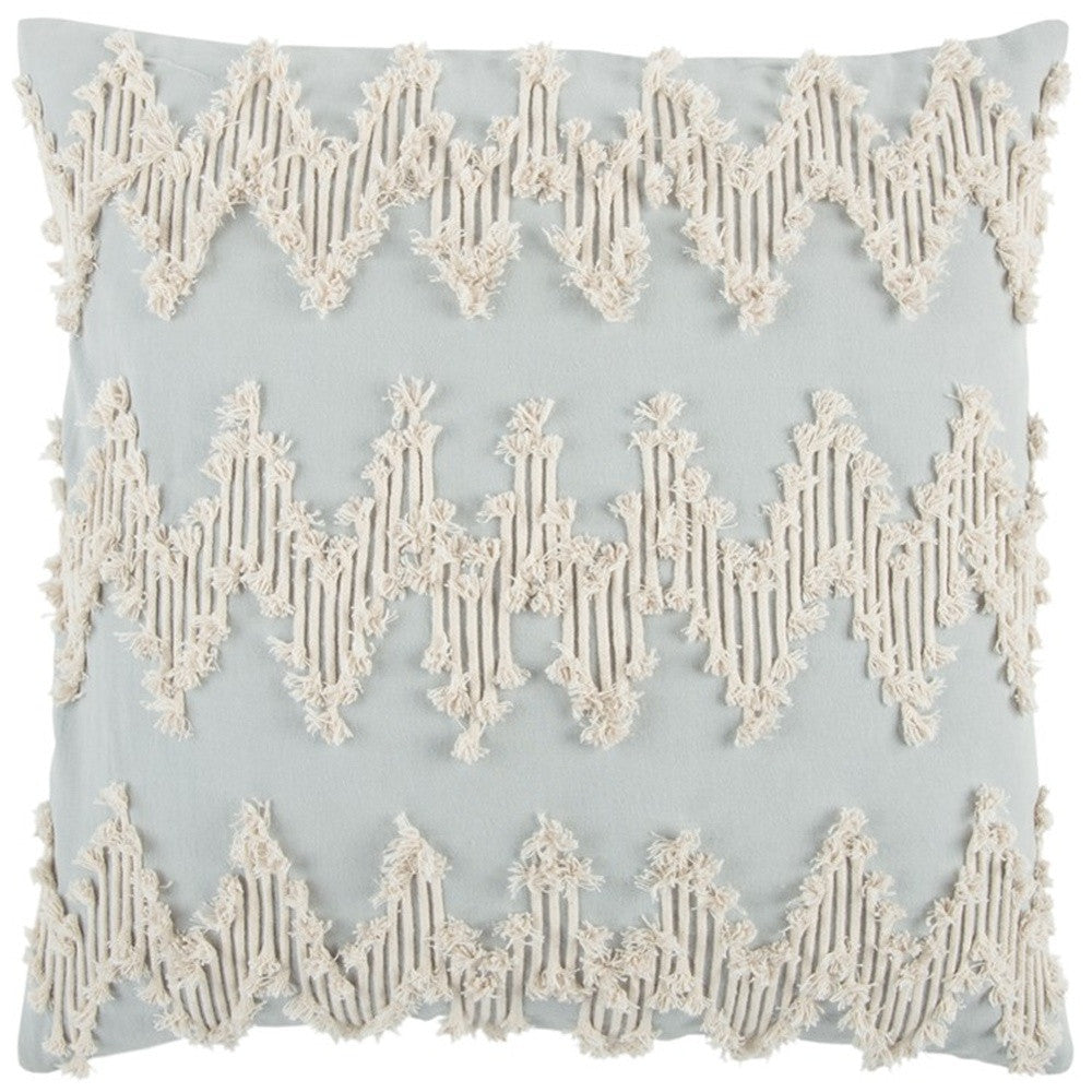 Light Blue Shaggy Chevron Throw Pillow