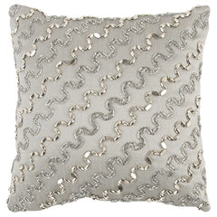 Lux Silver and Gold Beaded Chevron Throw Pillow