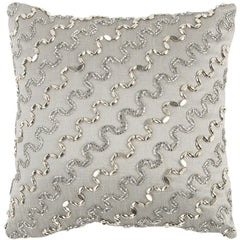 Lux Silver and Gold Beaded Chevron Throw Pillow