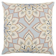 Light Blue Floral Appliqued Throw Pillow