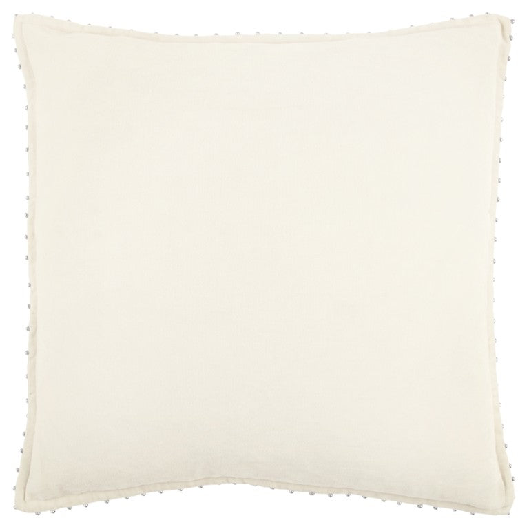 Ivory Solid Pearl Beaded Edge Throw Pillow