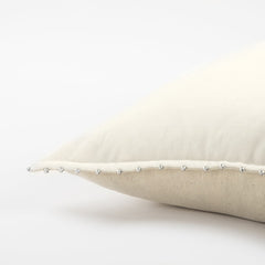 Ivory Solid Pearl Beaded Edge Throw Pillow