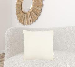 Ivory Solid Pearl Beaded Edge Throw Pillow