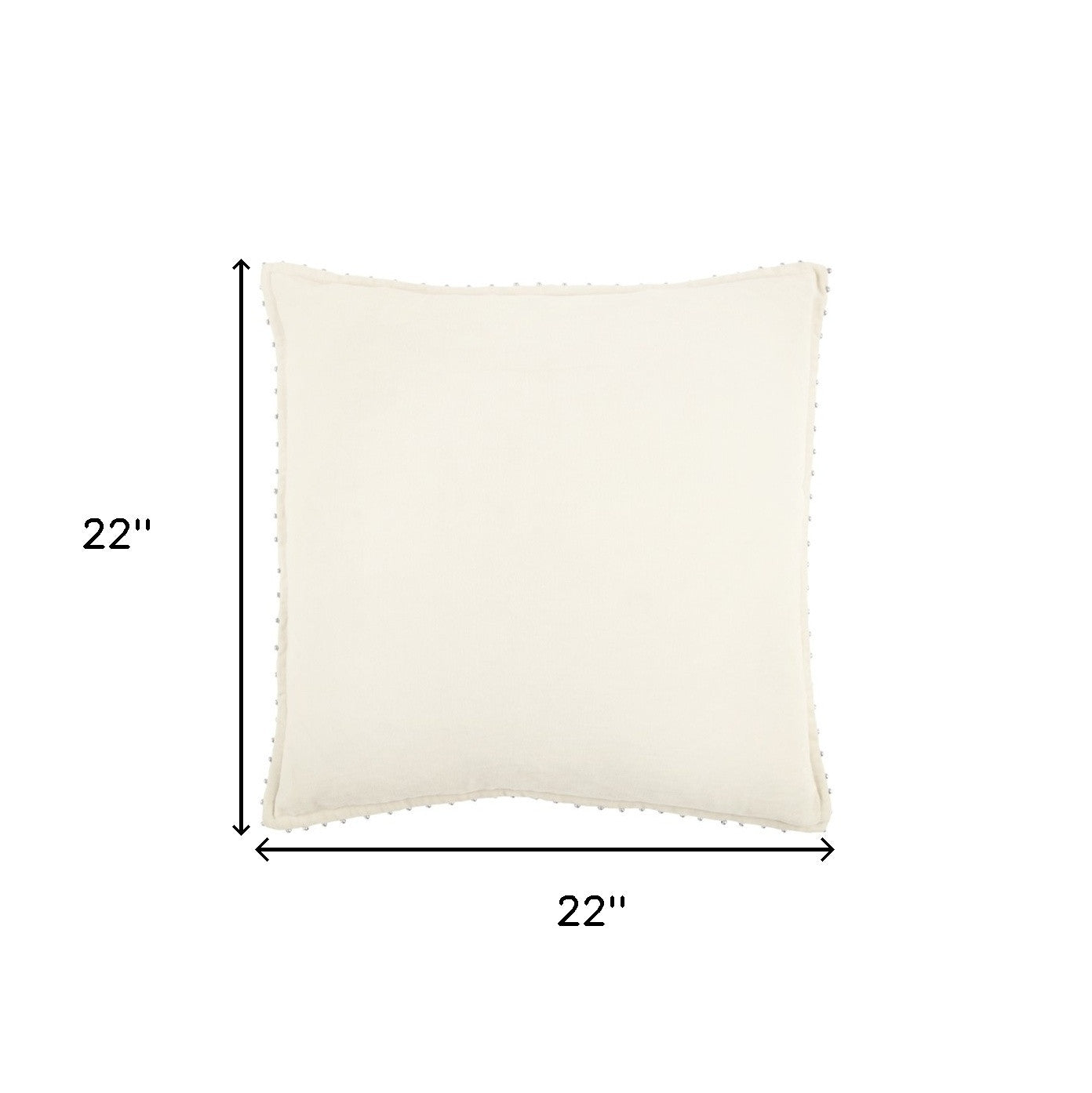 Ivory Solid Pearl Beaded Edge Throw Pillow