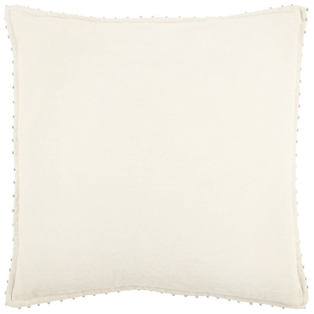 Ivory Solid Pearl Beaded Edge Throw Pillow