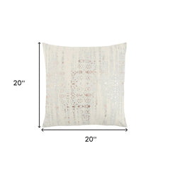 Ivory Silver Distressed Vintage Throw Pillow