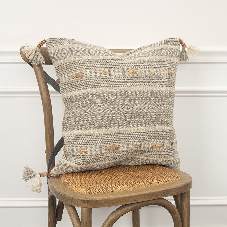 Natural Beige Striped Textural Throw Pillow - Homeroots