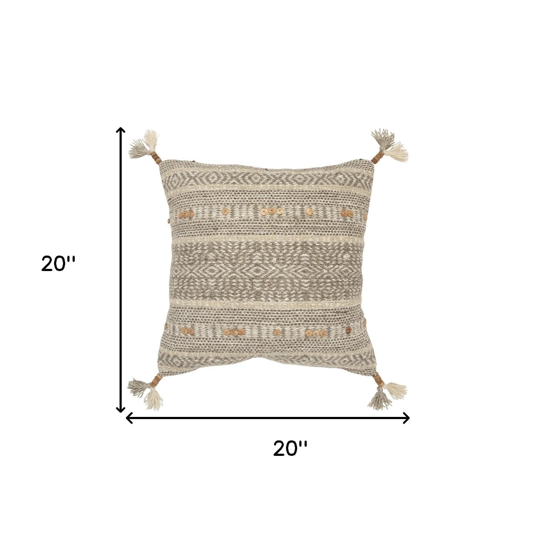 Natural Beige Striped Textural Throw Pillow - Homeroots