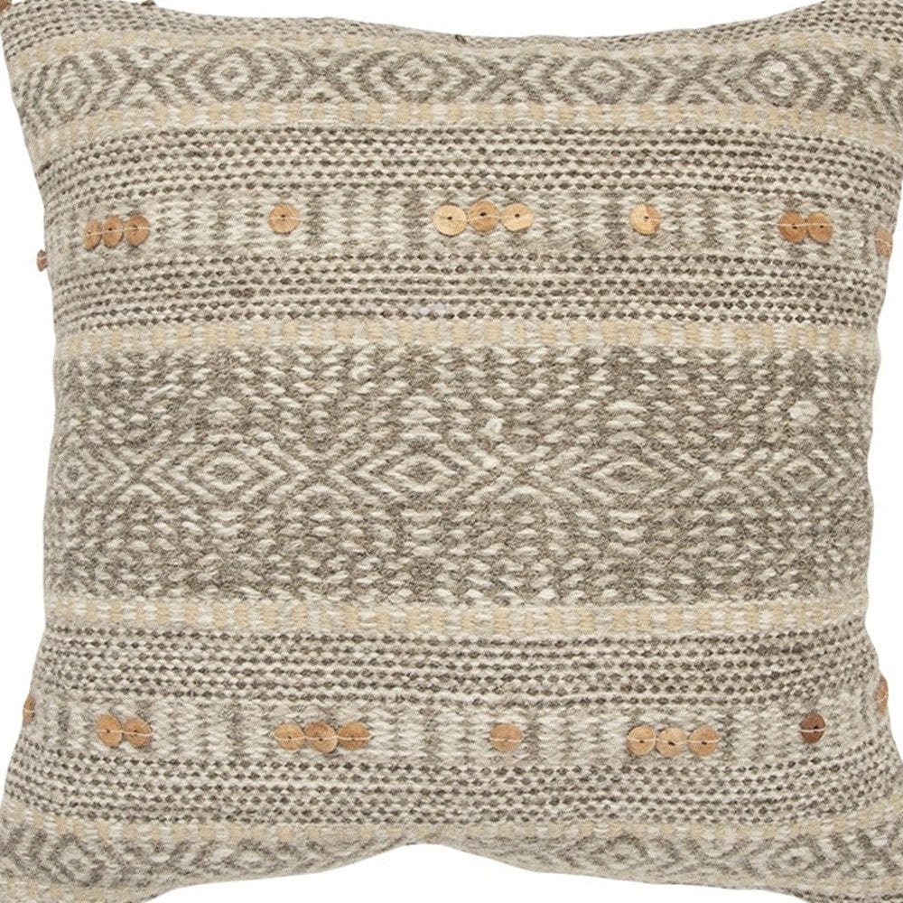 Natural Beige Striped Textural Throw Pillow - Homeroots