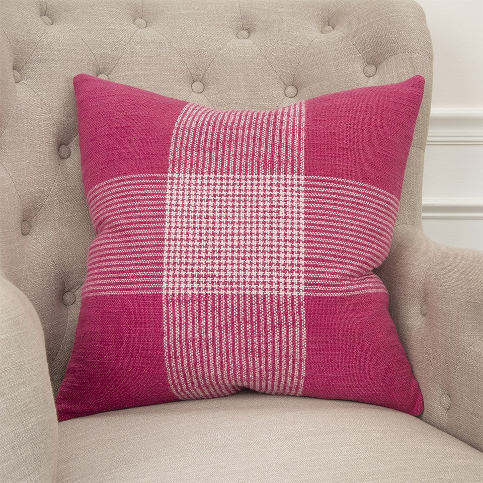 Pink White Plaid Pattern Throw Pillow