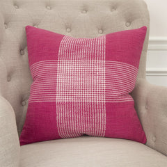 Pink White Plaid Pattern Throw Pillow