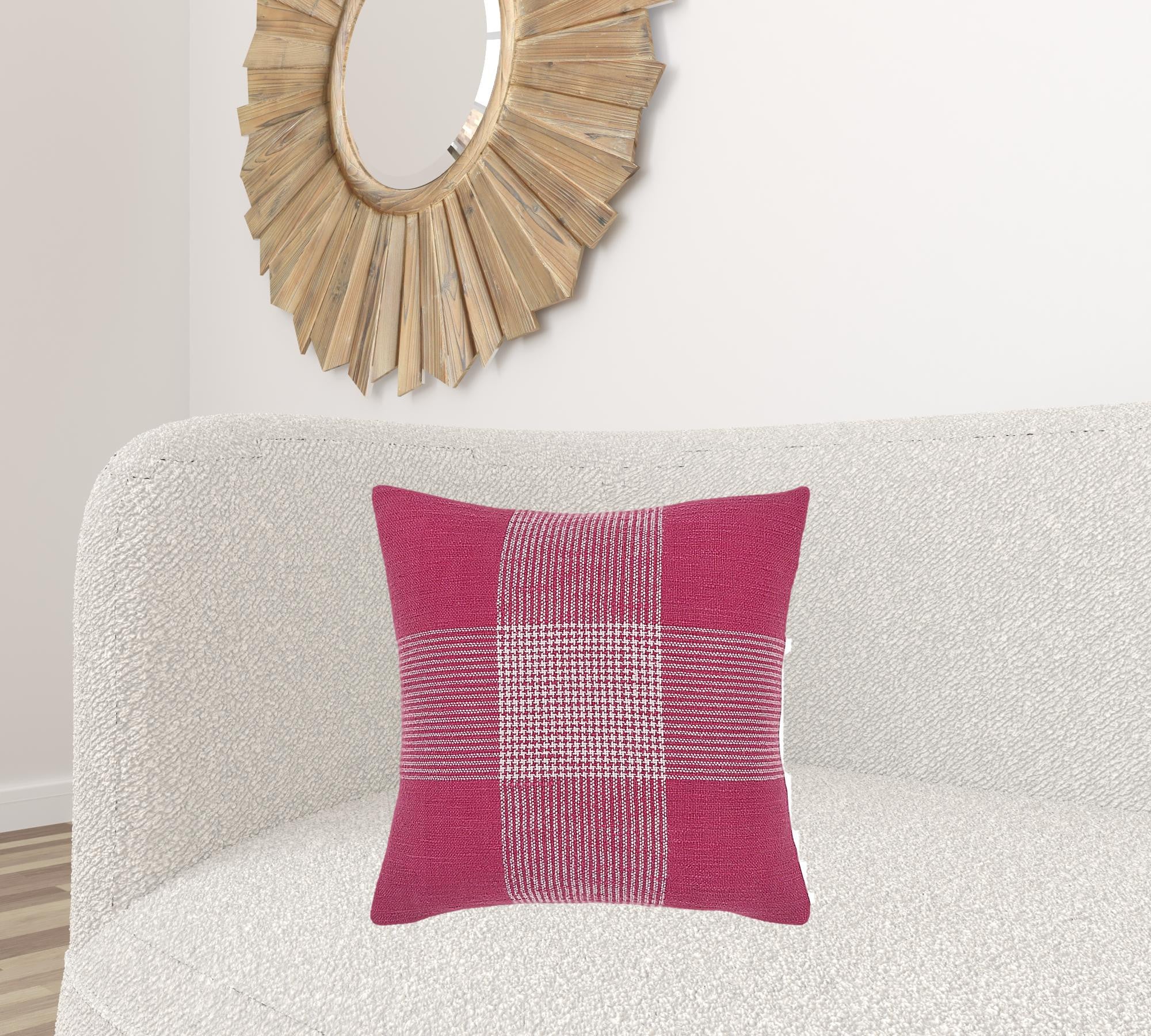 Pink White Plaid Pattern Throw Pillow