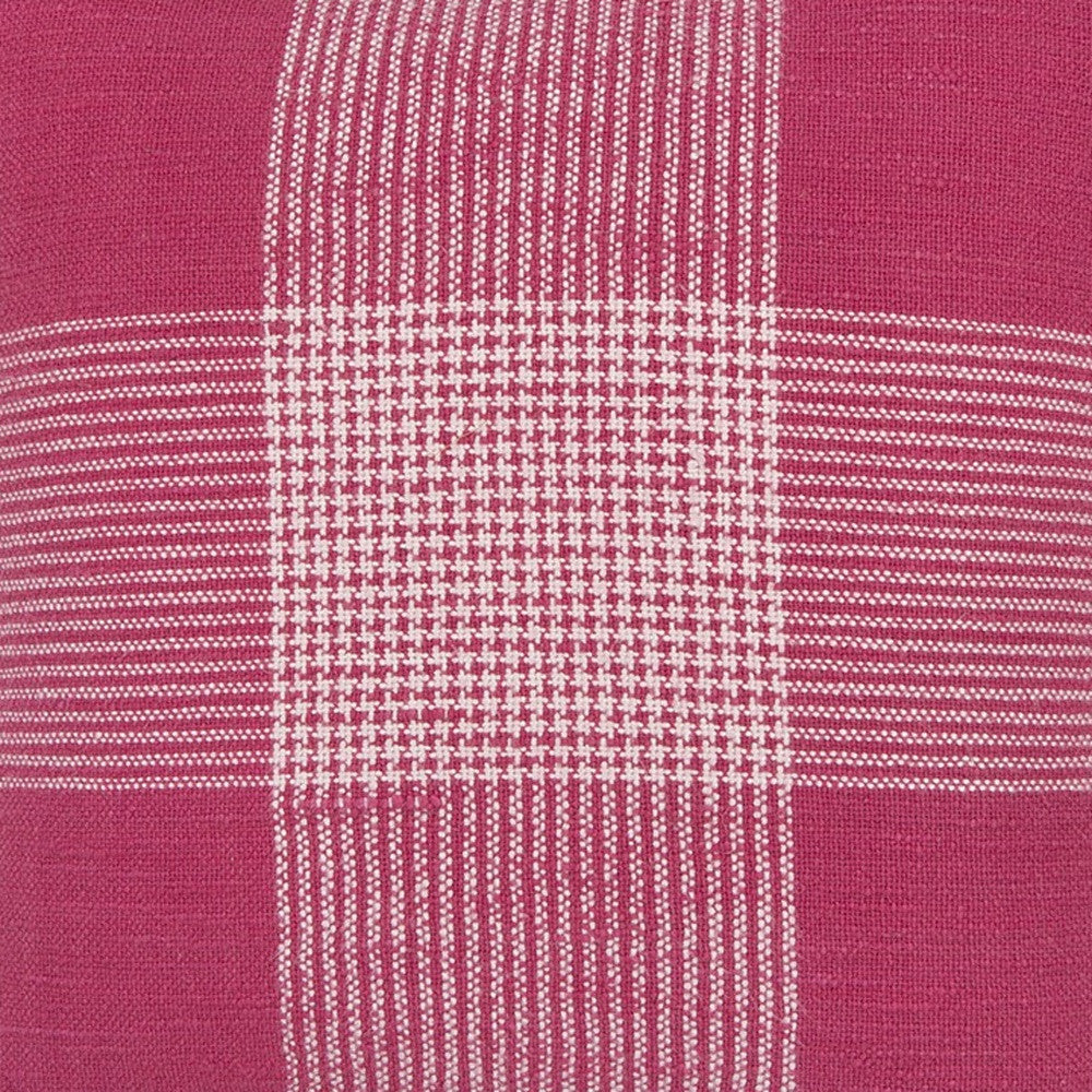 Pink White Plaid Pattern Throw Pillow